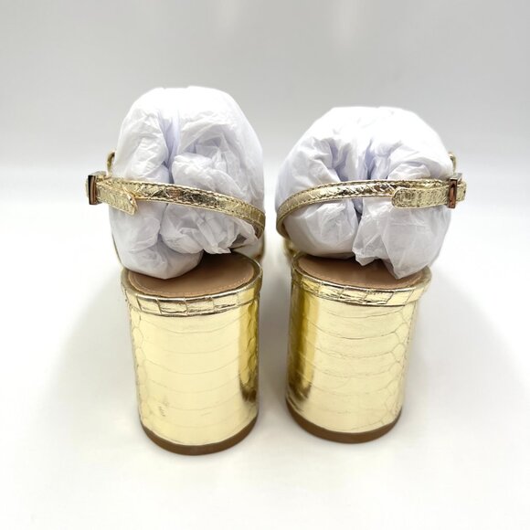 Via Spiga Womens Size 9.5 Roslyn Platino Gold Leather Dress Sandals Heels Shoes - Picture 6 of 12